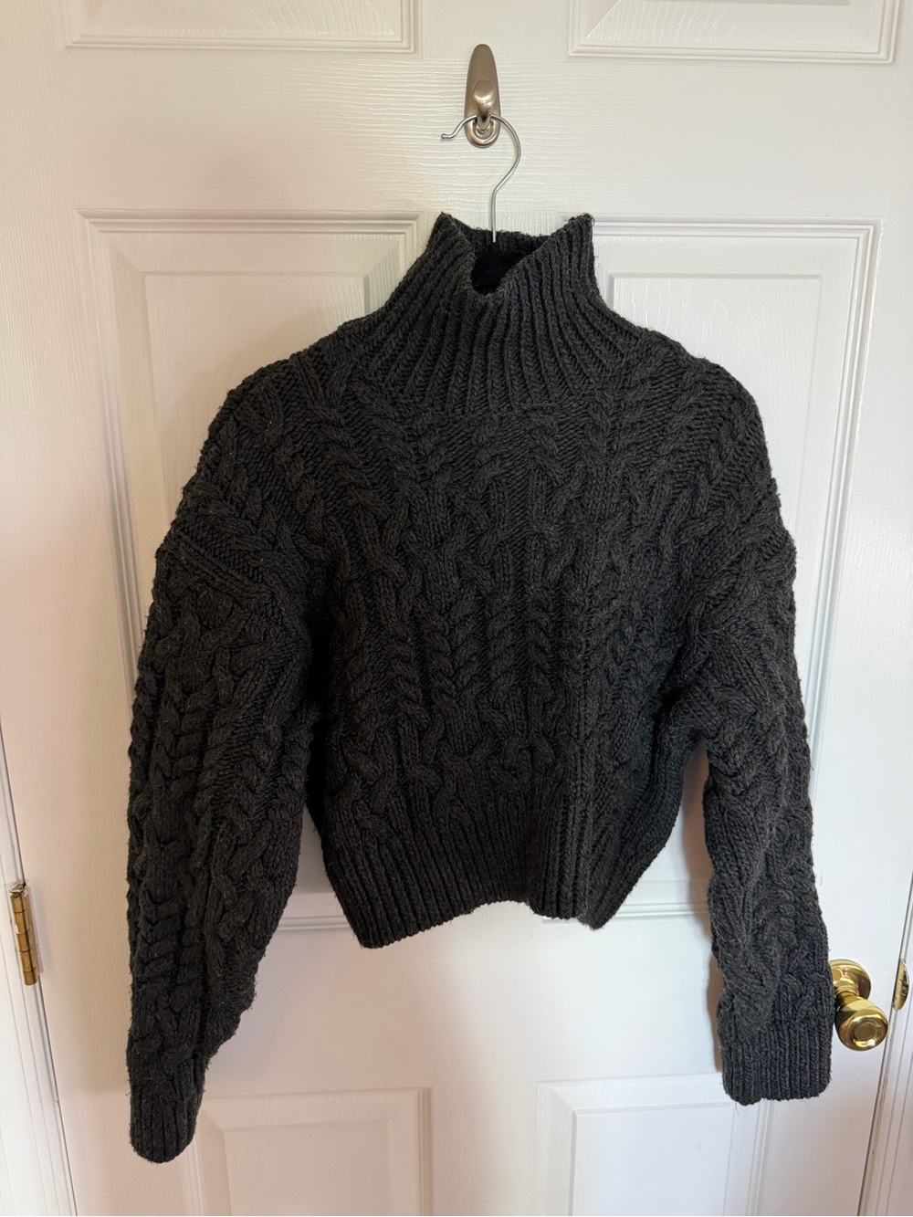 Zara Charcoal Cable Knit Turtleneck Sweater
